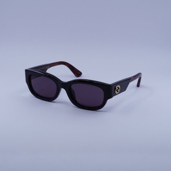 Gucci GG1667SK 003 Sunglasses Black/Havana Rectangle Frame, Violet Lenses - Picture 5 of 11